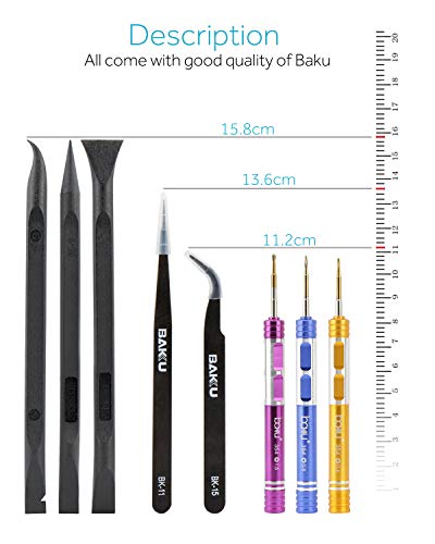BAKU Cell Phone Repair Tool Kit for iPhone Precision Screwdriver Set with Magnetizer/Demagnetizer Tool & Opening Pry Tools for iPhone X/8/8 Plus, 7/7Plus,6P/6S/6/5S/5/5C/4S/4/SE,iPod,iTouch (A-Pack)