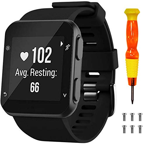 NotoCity for Garmin Forerunner 35 Strap/Garmin Approach S10 Strap Soft Silicone Replacement Watch Band Forerunner 35/Approach S10 Golf Watch(BLACK)