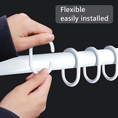 Qulable 24 Packs Shower Curtain Rings Plastic Curtain C Rings Hook Hanger Bath Drape Loop Clip Glide Bathroom Shower Window Rod (White) - Thumbnail 7