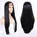 Andria Hair Lace Front Synthetic Wigs Long Straight Heat Resistant Hair Pre Plucked Wig with Baby Hair Bleached Knots for Women Black Hair 20