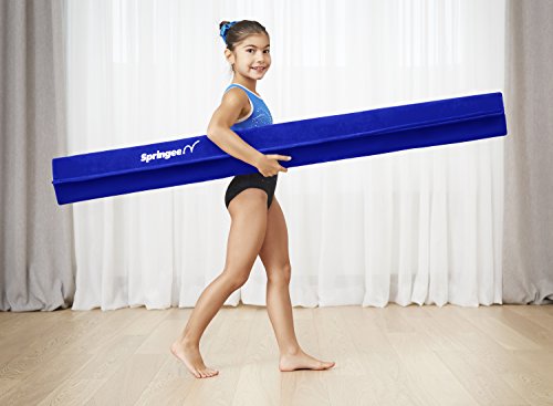 Springee 10ft Balance Beam - Extra Firm - Suede Folding Gymnastics Beam for Home - Blue