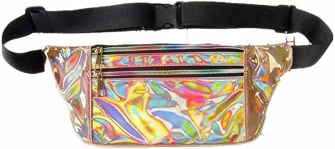 Amily Holographic Fanny Pack Bag Iridescent Bum Bag Purse for Rave and Festival