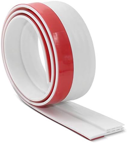 Door Seal, Adhensive Door Bottom Sweep Weather Stripping Soundproof Rubber Seal Strip Draft Stopper Draught Excluder, 2'' X 39'' (White)