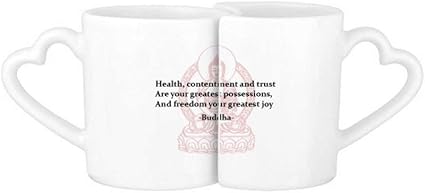 Diythinker Sante Contentement Confiance Citation De Bouddha Amour Tasses Couple Set Ceramique Blanche En Ceramique Tasse Avec Poignees Cadeau Multicolore Amazon Fr Cuisine Maison