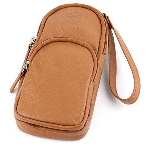 Mrs. Brog Elegant Full Grain Leather Cigar Pouch - Travel Case - Tan