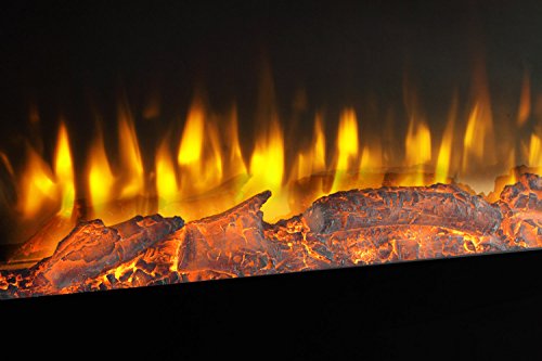 PuraFlame Serena 50 Inches Wall Mounted Linear Electric Fireplace, Log Set, Remote Control, 1500W, Black - Thumbnail 2