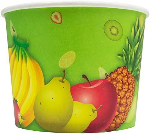 Fresh Fruit Paper Ice Cream Cups - 16 oz Disposable Dessert Bowls - Comes in Many Colors - Frozen Dessert Supplies - 50 Count