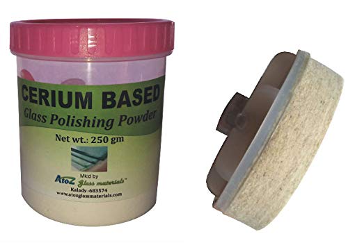 A TO Z Glass Cerium Oxide 250 gm with Glass Polishing Felt Disc 4-inch Dia m-10 Fair for Removing Fine Scratches