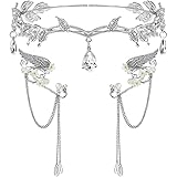 3 Pieces Rhinestone Leaf Headband and Elf Ear Cuffs