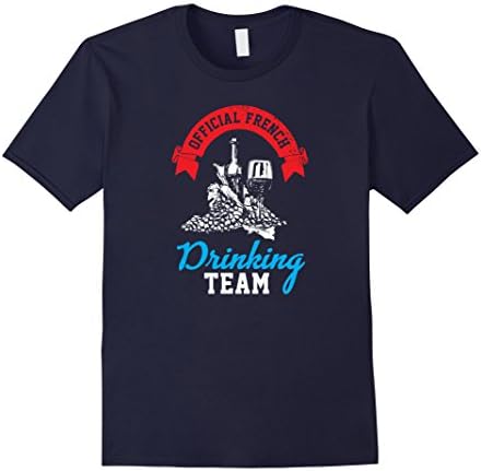 Men's Official French Drinking Team Funny T-shirt XL Navy