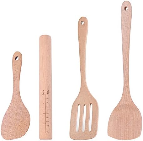 Wood Spatula Cooking Turner and Measurable Rolling Pins for Baking-Beechwood