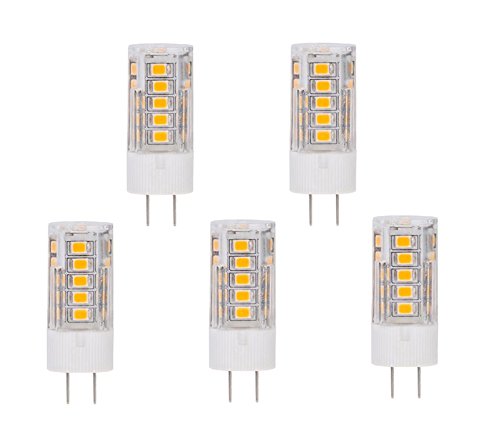 CBConcept 5-Pack, LED G4, 320 Lumens, 2.8 Watt (35W Equal), Pure White 6000K, 360° Beam Angle, Not Dimmable, Low Volt AC/DC 12 Volt, JC G4 Bi-Pin Base LED Halogen/Xenon/Incandescent Replacement Bulb