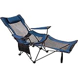 REDCAMP Recliner Camping Chair with Footrest, Heavy Duty Folding Camp Chairs for Adults 300 lbs, Lightweight Portable for Outdoor,Blue