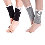 2 Pack of Womens Lace Stretch Boot Leg Cuffs Leg Warmers Socks Topper Cuff