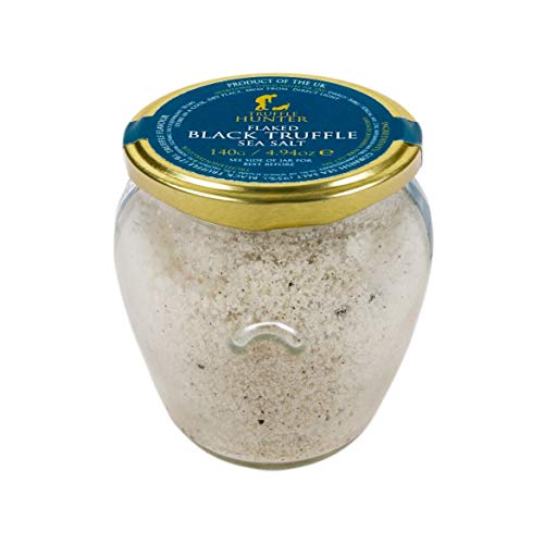 TruffleHunter Flaked Black Truffle Sea Salt (4.94 Oz) - European Black Summer Truffles (Tuber Aestivum) Seasoned Salt - Vegan Vegetarian No MSG Non-GMO Gluten Free Nut Free