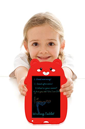 VNVDFLM Drawing Tablet Doodle Board Toys for Kids, LCD Color Bear Writing Tablet with Stylus Smart Paper for Drawing Writer, Birthday Easter Gifts for 6-9 Years Old Girls (Red-XX)