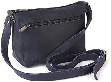 100% Crazy Horse Genuine Leather Vintage Navy Small Women Crossbody Bag Clutch Purse