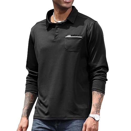 Lexiart Fashion Polo Shirts for Men Workout Golf Shirt Quick Dry T-Shirt with Pocket