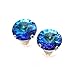 925 Sterling-silver stud earrings expertly made with Bermuda Blue crystal from SWAROVSKI for Women.
