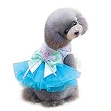 Boomboom Adorable Dog Dress Clothes Grid Skirt for Small Medium Pet Dog (S, Blue)
