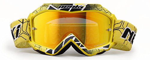 MX Goggles For Kids Youth By NENKI For Motocross Motorcycle Dirt Bike ATV Offroad Ski Snowboard with Anti Fog and 100% UV Protection Lens NK-1018 (Techline Yellow)