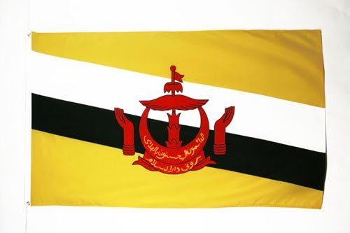 AZ FLAG, Brunei Flag, 3x5 Ft, Light Polyester Bruneian Banner with Two Brass Eyelets, Fade Resistant, Vivid Colors