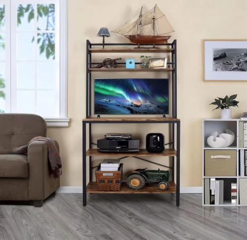 STAR BURN Estantería de Cocina Organizadora 5 Niveles para Microondas - Mueble de Almacenamiento en Madera de Alta Calidad, Alacena Moderna para Cocinas Pequeñas 80 * 40 * 168cm