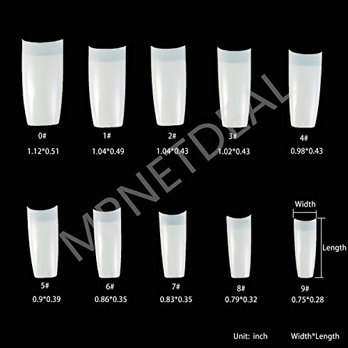 500Pcs French False Nail Tips Fake Half Cover Artificial Acrylic Nails Extension Tips with storage Box 10 Size for Nail salon or Home Use by MPNETDEAL (Natural)
