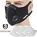 MoHo Dust Filter, Upgrade Activated Carbon Dust Filter Windproof Foggy Dust Filter Half Face Respirator for Motorcycle Bicycle Cycling Ski Outdoor (Black+3 Extra Filters)