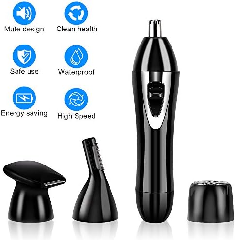 Nose Hair Trimmer๏ผ4 in 1 Cordless USB Rechargeable Electric Facial Hair Remover๏ผEyebrow Trimmer/Body Shaver/Bikini Clippers๏ผIPX7 Waterproof Blades Personal Trimmer Kit for Men and Women