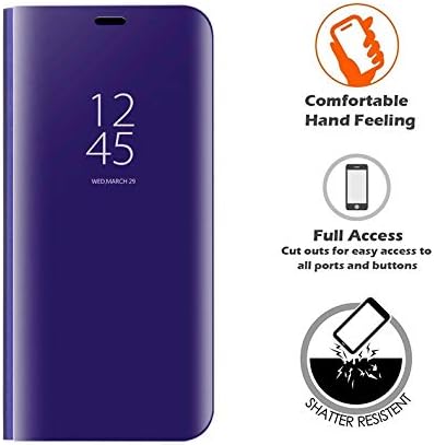 LIKESEA Huawei Honor 8X Case, Slim Fit Electroplate Plating Smart Clear View Case Flip Stand PC Hard Cover 360 Degree Full Body Shockproof Protective Skin for Huawei Honor 8X - Purplish Blue