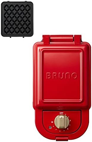 Bruno ブルーノ ホットサンドメーカー シングル サイズ 本体 プレート2種 ホットサンド ワッフル 付き レッド Red 赤 耳まで焼ける 電気 おしゃれ 可愛い かわいい 1枚焼き 洗える 器具 タイマー付き サンドイッチメーカー Boe043 Rd