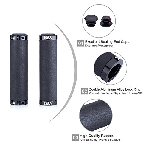 MEETLOCKS Bike Handlebar Grips,Double Lock-on Bicycle Grip Handle Bar End Holding Locking Grips,for MTB,BMX,Mountain,Downhill,Folding Bike - Thumbnail 2