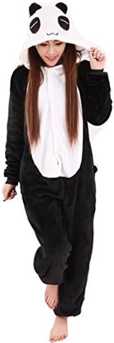 Rosebelles Unisex Cosplay Onesies Pajamas Adults Flannel Hooded Sleepwear Panda XL
