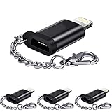 [4-Pack] HDSHIMAO Micro USB to 8Pin Adapter, [Aluminum Alloy] with Keychain Fast Charger Convert Connector Charging Converters for iPhone X XS XR 5 5S 5C SE 6 6S 7 8 Plus (Black)