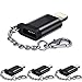 [4-Pack] HDSHIMAO Micro USB to 8Pin Adapter, [Aluminum Alloy] with Keychain Fast Charger Convert Connector Charging Converters for iPhone X XS XR 5 5S 5C SE 6 6S 7 8 Plus (Black)
