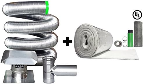 Rockford Chimney Supply Stainless Steel Flexible Chimney Liner Tee Kit, 4 Inch x 25 Feet with Blanket Insulation Kit