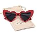 GIFIORE Heart Sunglasses Vintage Retro Oversized Cat Eye Heart Shaped Sun Glasses (Red Frame)