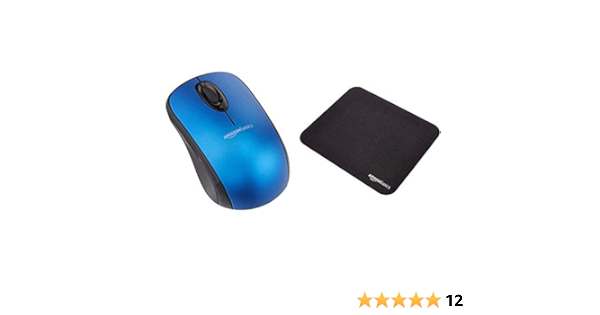 Amazon Com Amazon Basics Wireless Mouse With Nano Receiver And Mini Gaming Mouse Pad Blue Computers Accessories