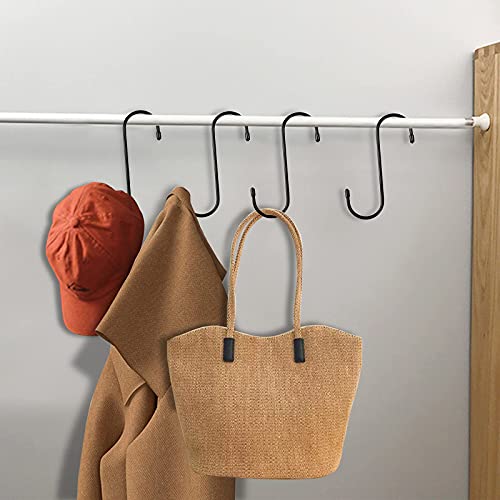 10 Pack 6 Inch Black Large S Hanging Hooks for Hanging Clothes Heavy