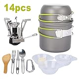 Hasde Camp Stove, Ultralight Portable Outdoor Camping Stove Hiking Backpacking Picnic Cookware Cooking Tool Set Pot Pan for Backpacking Outdoor Camping Hiking and Picnic