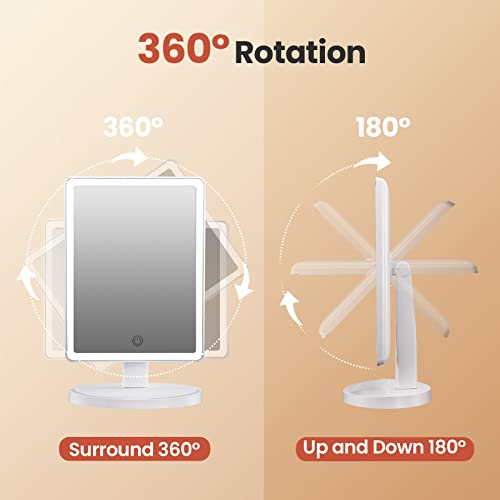 SOKEA Large Lighted Makeup Mirror - Portable Vanity Mirror with 88 LED Lights and Magnification, Lighted Vanity Mirror with 10X Magnifying Mirror, 3 Colors Lighting Modes, Stepless Dimming, Women Gift