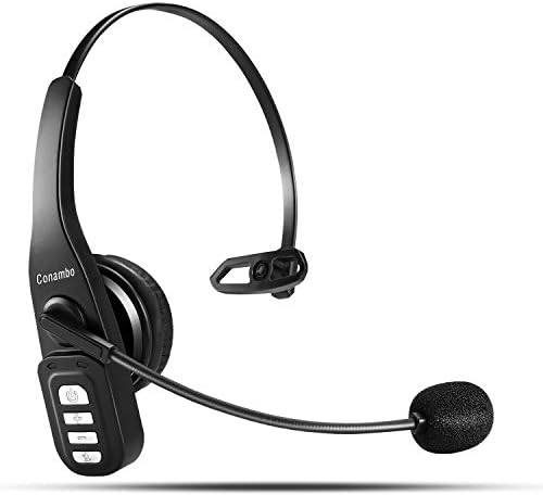 Bluetooth Headset 5.0, 22 Hrs HD Talktime Wireless Headset with CVC6.0 Noise Cancelling Mic Mute Button Hands-Free for Cell Phone iPhone Android Trucker/Business/Office