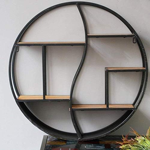 Aiweasi Useful Home Furniture Bookcase Simple Wood Shelf Old Circular Wall Hangings Home Decoration 60cm/80cm (Size : 60cm) (Size : 80cm)
