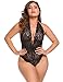 IN'VOLAND Plus Size Sexy One Piece Lingerie Halter Backless Hollow Floral Lace Teddies Sleepwear Nightwear (22W, Black 3)