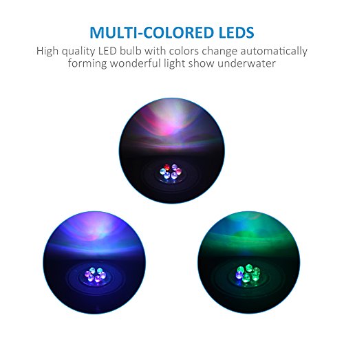 NICREW Multi-Colored LED Aquarium Air Stone Disk, Round Fish Tank Bubbler with Auto Color Changing LEDs