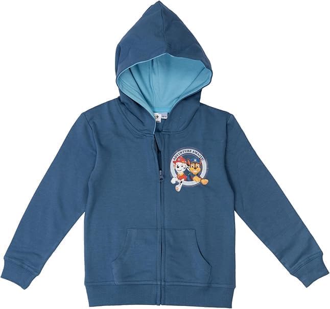 eplusm Paw Patrol Sweat à capuche avec fermeture éclair pour garçon Chase et Marshall Sweat-shirt d'hiver pour enfant Cadeau, bleu/vert, 122-128
