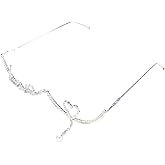 REDDY Elegant Rhinestone Sunglasses - Glittering LetterLove Face Jewelry for Parties & Street - Snap Half Frame Fashionable Frame