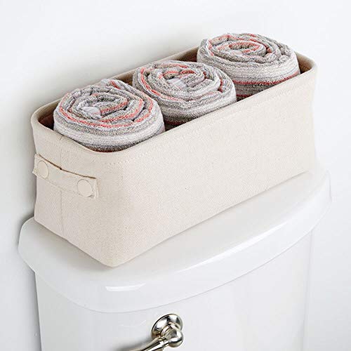 mDesign Soft Cotton Fabric Bathroom Storage Bin with Attached Handles ...