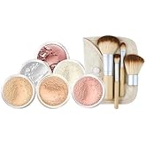 EVERYDAY KIT (WARM Shade-Most Neutral) Full Size Mineral Makeup Set Matte Foundation Bare Face Sheer Powder Cover